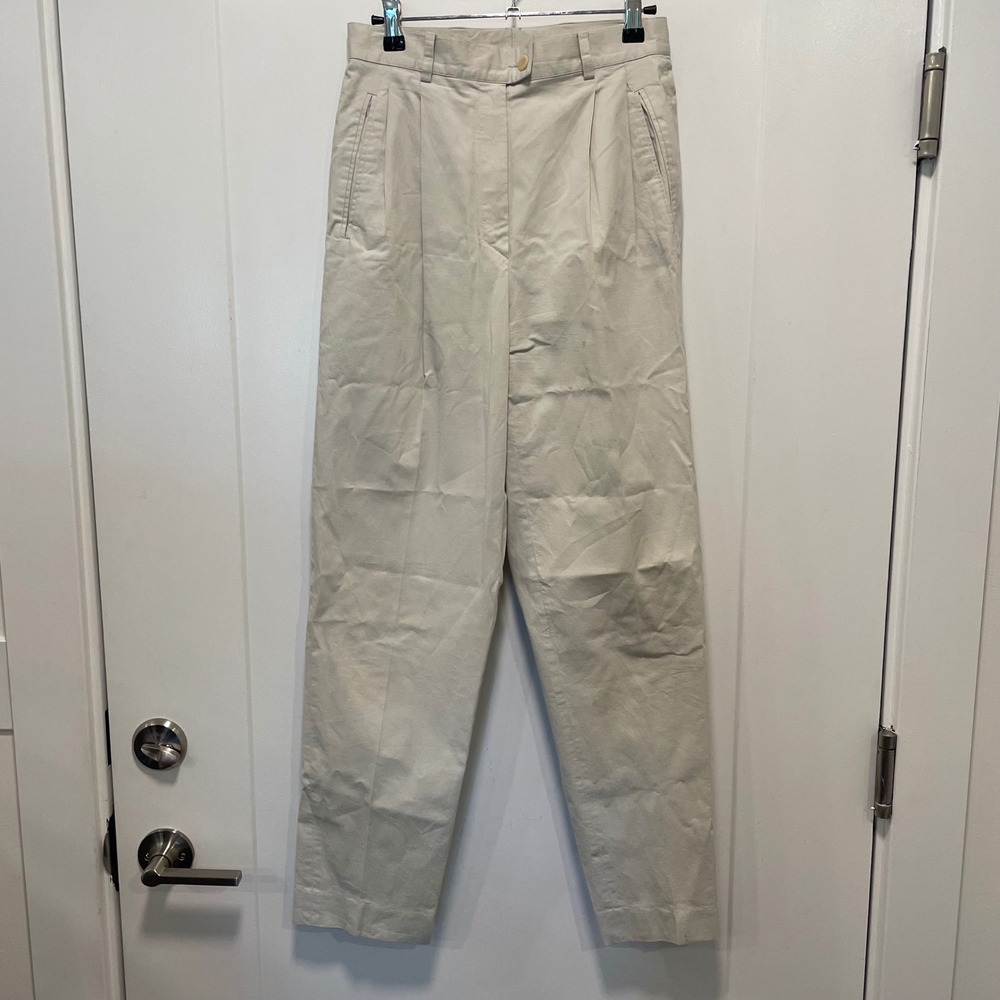 Zanella Womens Beige Pleated Straight Leg Trousers Made In Italy Size 6 63251